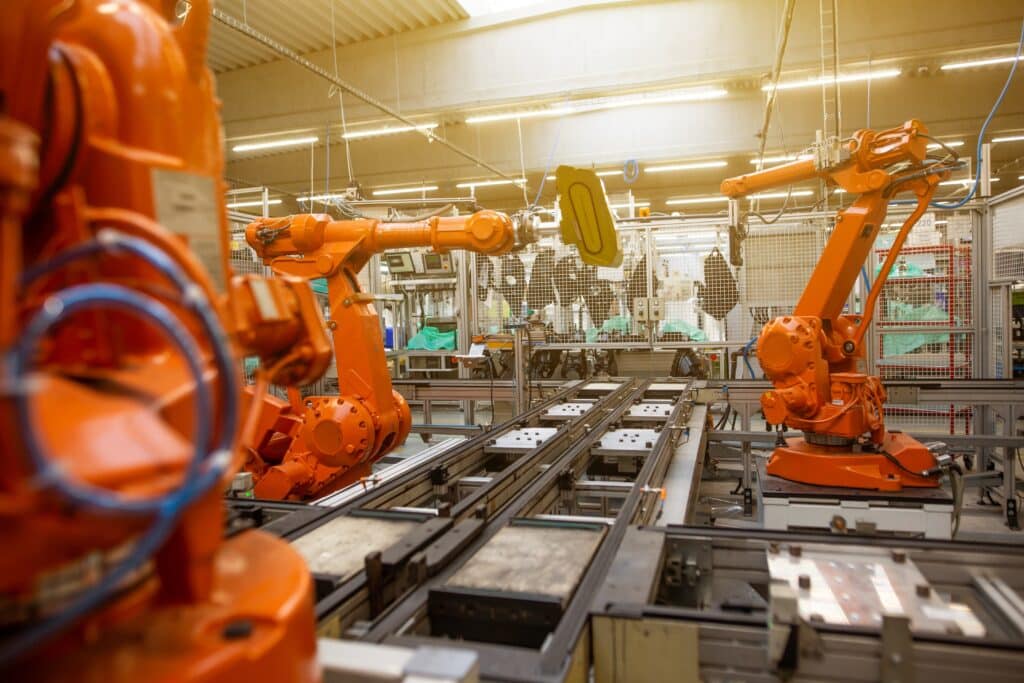 Machines working in a factory