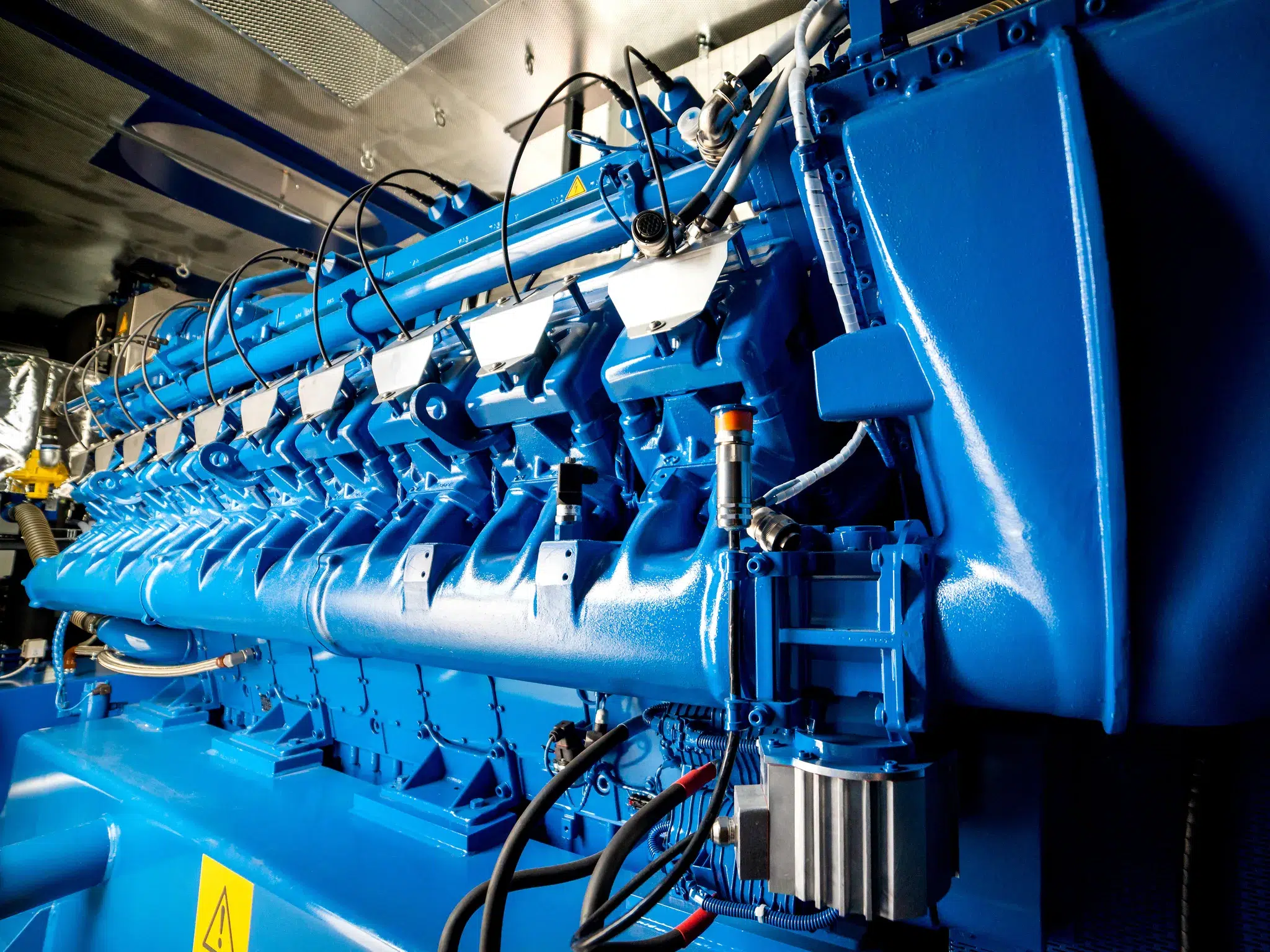 A blue industrial generator.